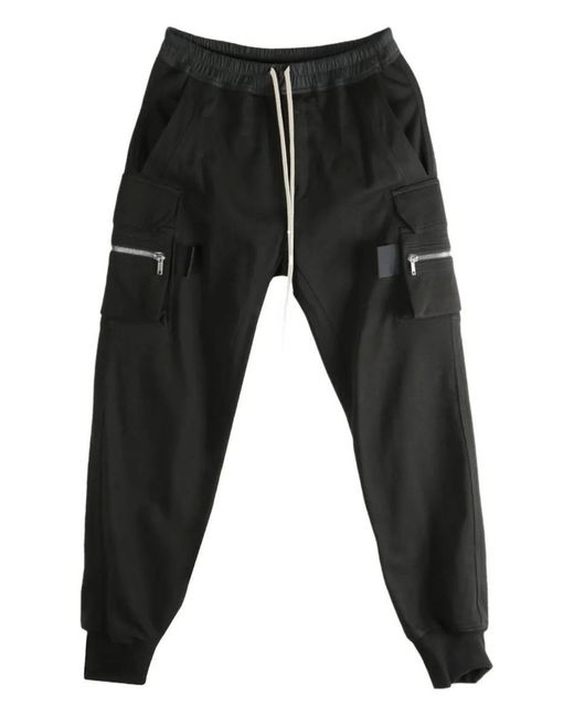 Rick Owens Black Zip-Pocket Drawstring Trousers for men