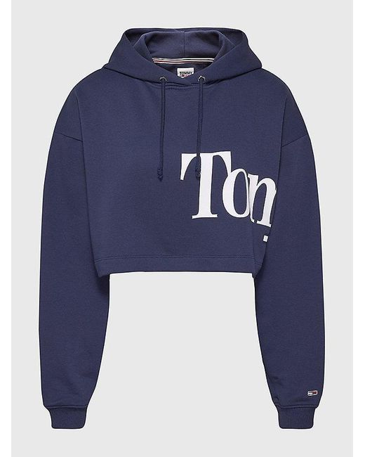 Tommy Hilfiger Tjw Super Crop Bold Tommy Hoodie Clothing in Blue | Lyst