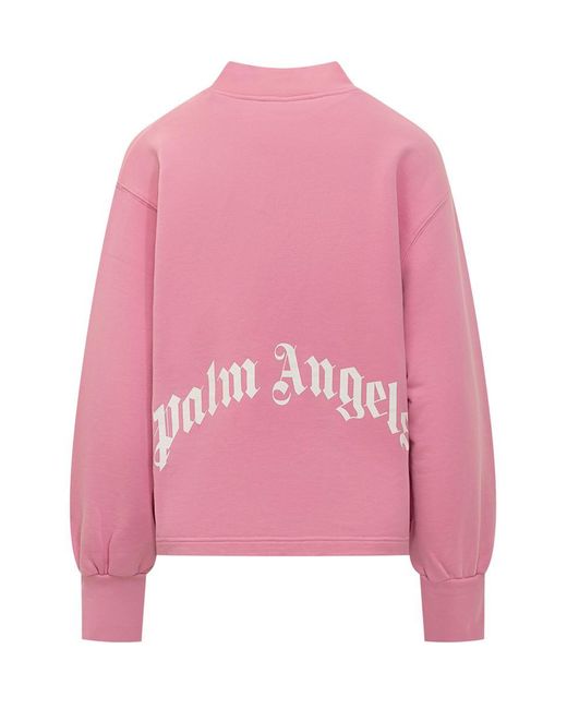 Palm Angels Pink Sweatshirt With Embroidered Logo