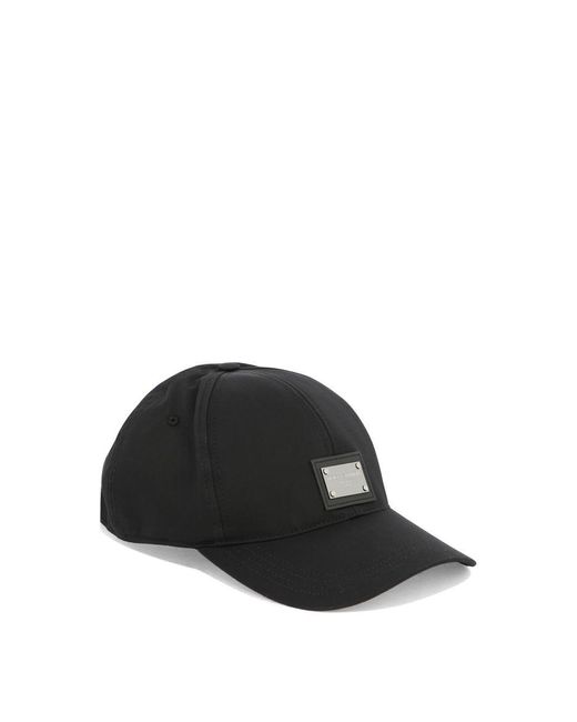 Dolce & Gabbana Black Baseball Cap With Branded Tag for men