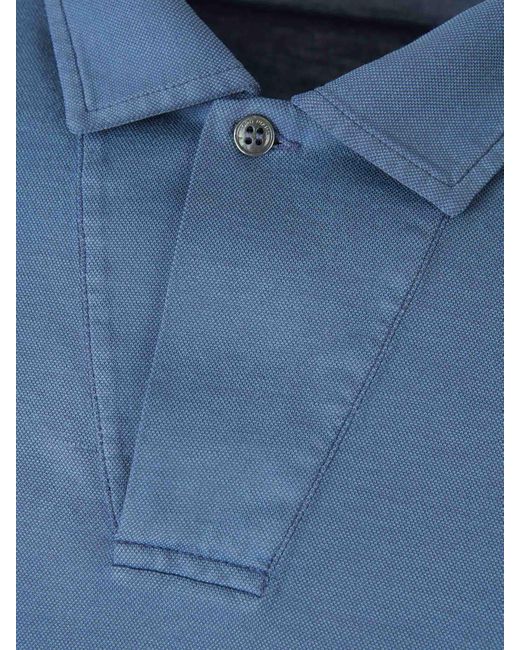 Loro Piana Blue Cotton Piqué Polo for men