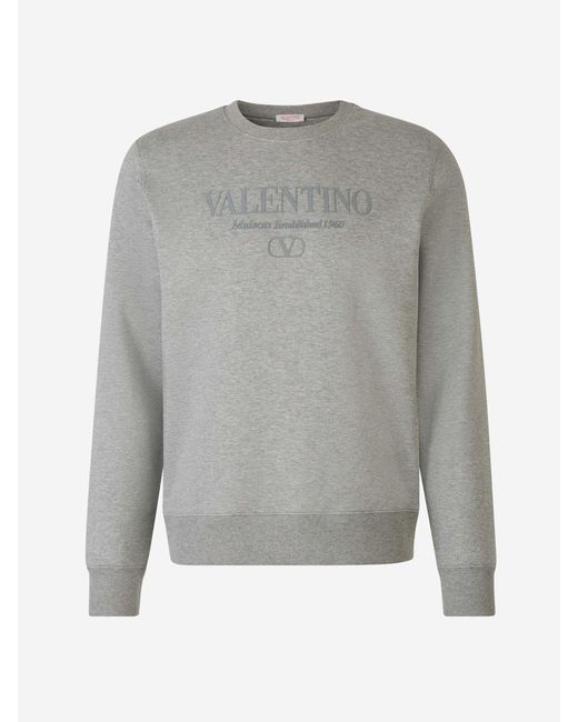 Valentino Gray Cotton Logo Sweatshirt for men