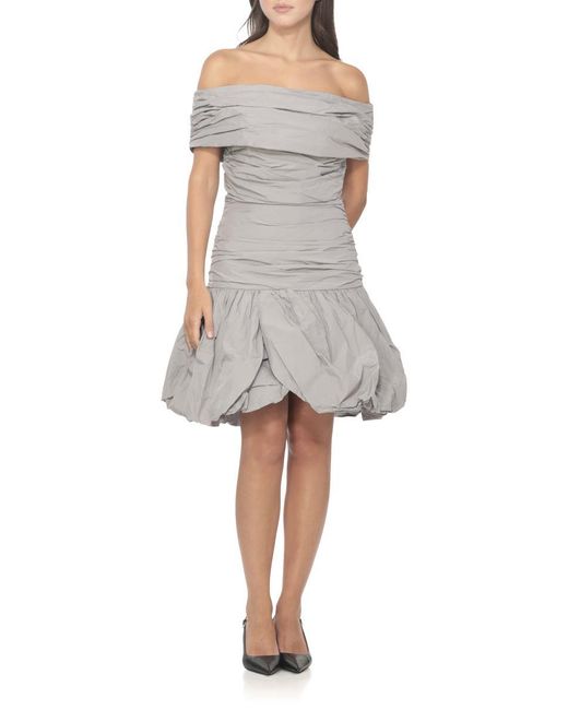 ROTATE BIRGER CHRISTENSEN Gray Draped Mini Dress With Rear Zip Closure