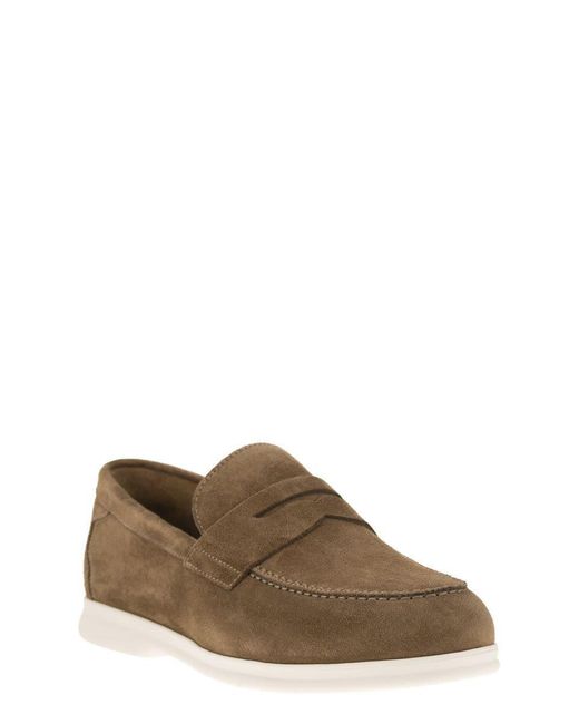 Doucal's Brown Penny - Suede Moccasin for men
