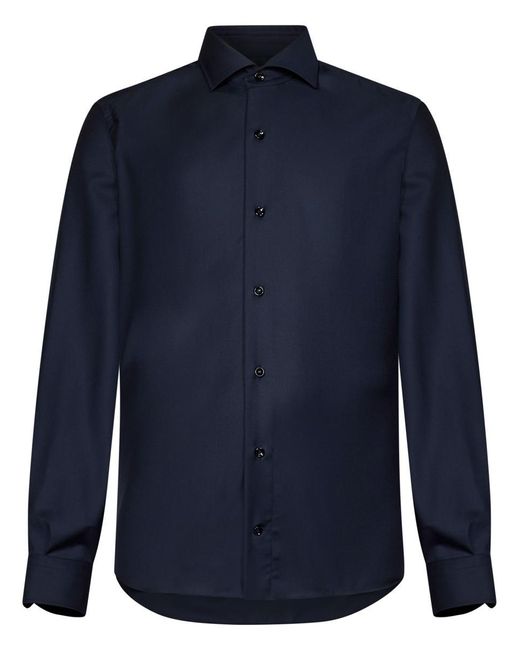 Franzese Collection Blue Franzese Napoli Donald Trump Model Shirt for men