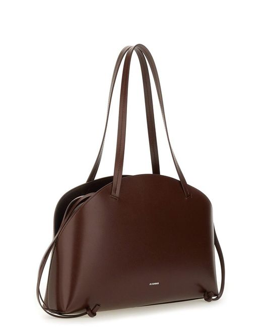 Jil Sander Brown Elegant Leather Shoulder Bag