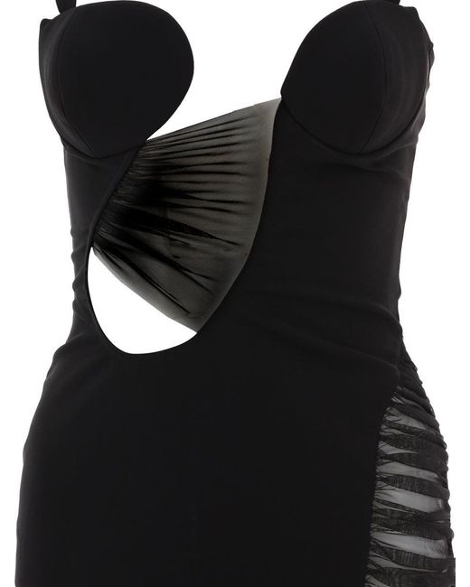 Nensi Dojaka Black Dress With Tulle Inserts