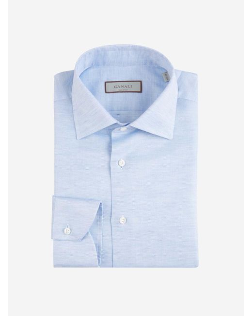 Canali Blue Textured Shirt for men