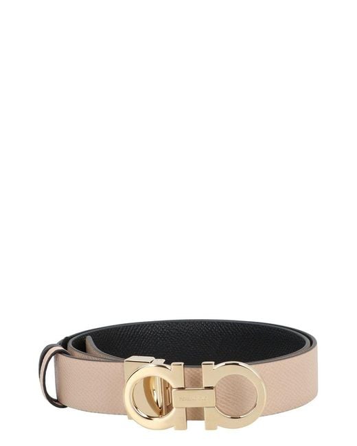 Ferragamo Black Gancini Reversible Leather Belt