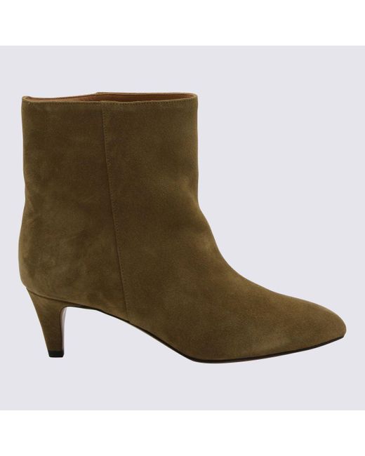 Isabel Marant Green Taupe Suede Deone Boots
