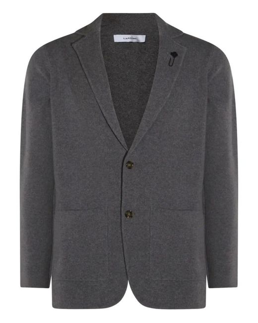 Lardini Men's Gray Knit Jacket Clothing