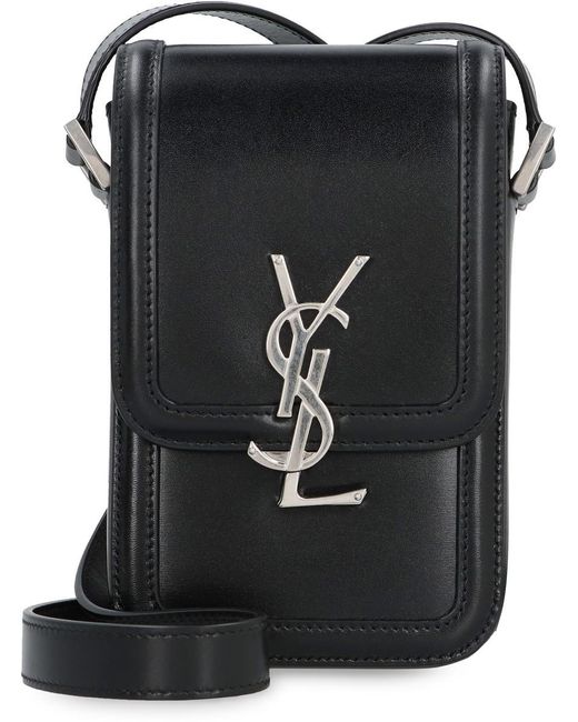 Saint Laurent Black Solferino Brand-plaque Leather Cross-body Bag for men
