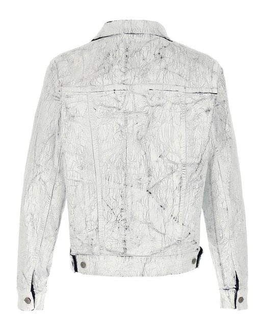 MM6 by Maison Martin Margiela White Craqulé Effect Cotton Denim Jacket for men