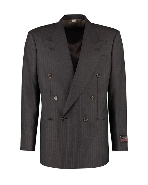 Gucci Black Double-breasted Wool Jacket for men