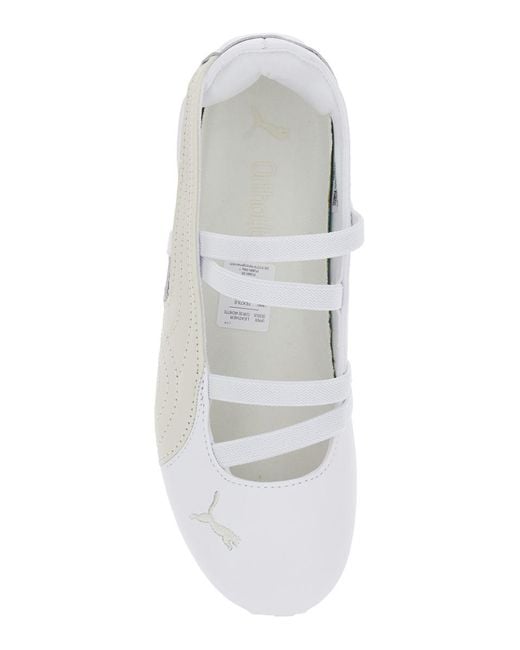 PUMA White 'Speedcat Ballet' Sneaker With Embroidered Logo On The Front And Elastic Band