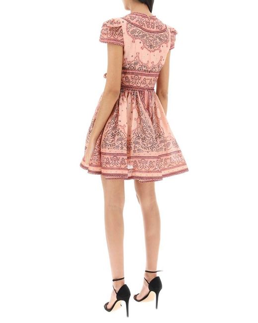 Zimmermann Pink Matchmaker Mini Dress With Bandana Motif