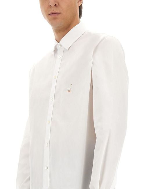 Moschino White Structured Cotton Poplin Shirt for men