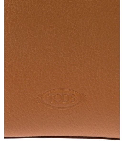 Tod's Brown Timeless Logo Plaque Mini Tote Handbag