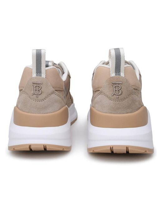Burberry Natural Sean 32 Sneakers In Beige Leather Blend