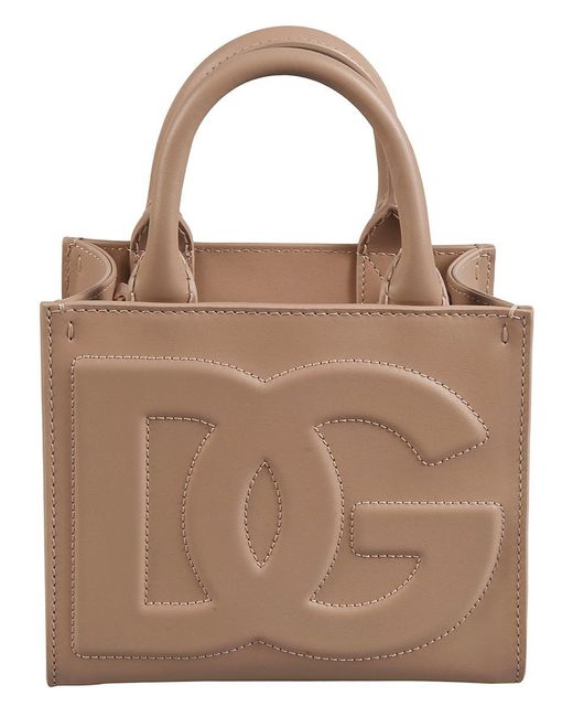 Dolce & Gabbana Pink Dg Logo Leather Tote