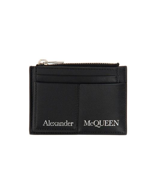 Alexander McQueen Black Card Holder With Logo for men