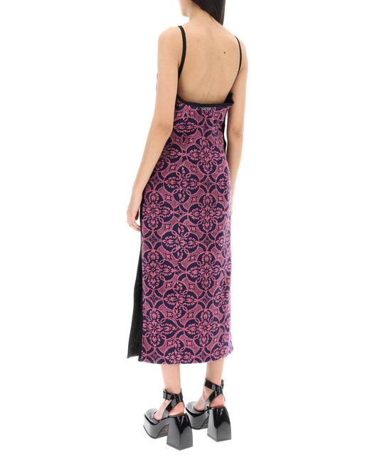 MARINE SERRE Purple Patterned Midi Dress