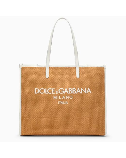 Dolce & Gabbana Brown Dolce&Gabbana Large Honey-Coloured Shopping Bag With Logo