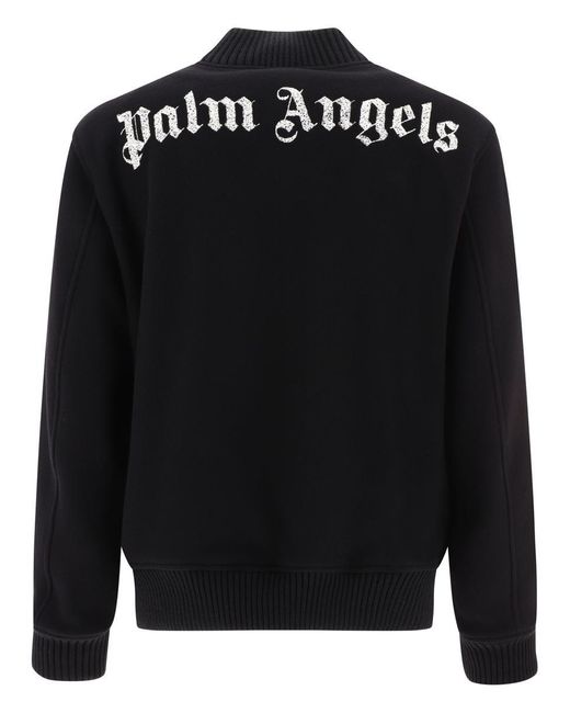 Palm Angels Black "Varsity Monogram" Bomber Jacket for men