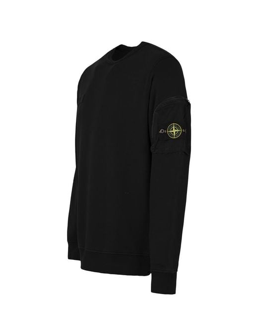 Stone Island Black Cotton Crew-Neck Sweatshirt for men