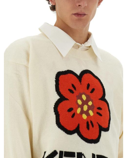 KENZO White Jersey With Embroidery Boke Flower for men