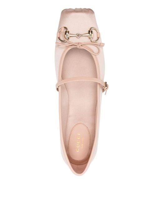 Gucci Pink Horsebit Satin Ballets