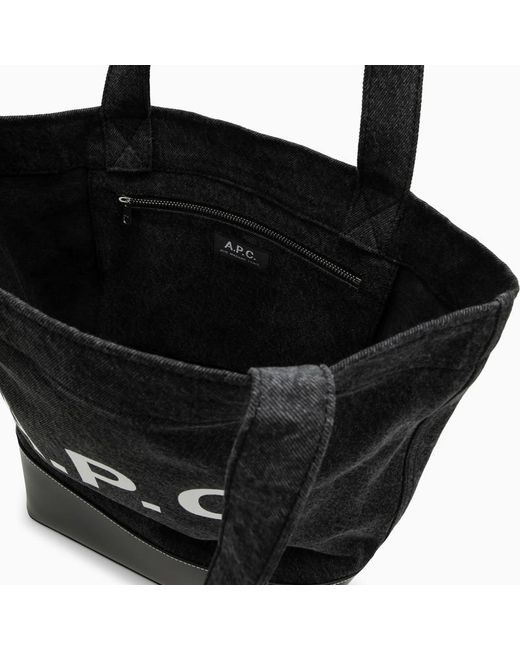A.P.C. Black Medium Axel Cotton Tote Bag With Logo for men