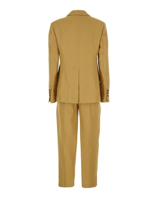 Tela Yellow Double-Breasted Suit With Notched Revers