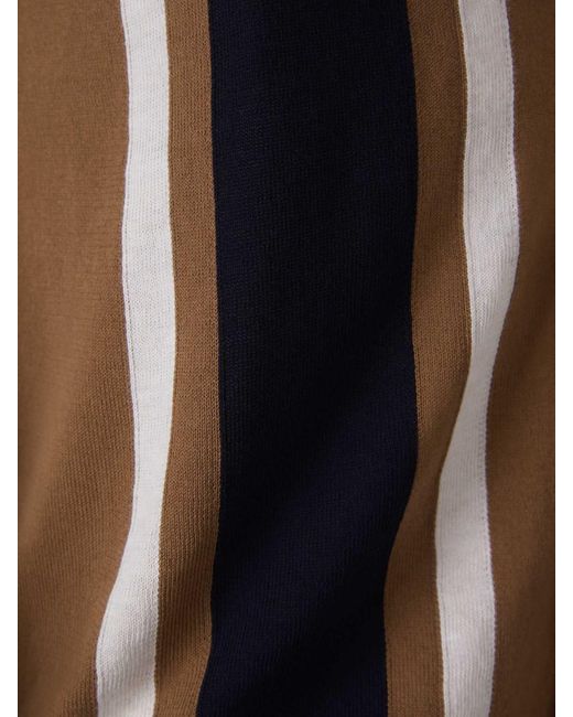 Gran Sasso Black Striped Motif Button Polo Shirt for men
