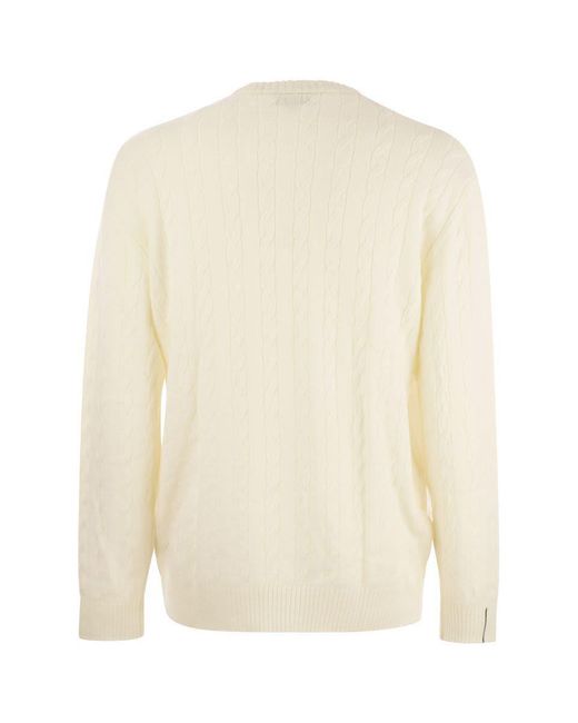 Lacoste Natural Plaited Wool Crew-neck Sweater for men