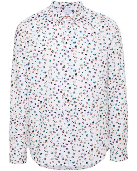 PS by Paul Smith White Abstract Motif Shirt for men