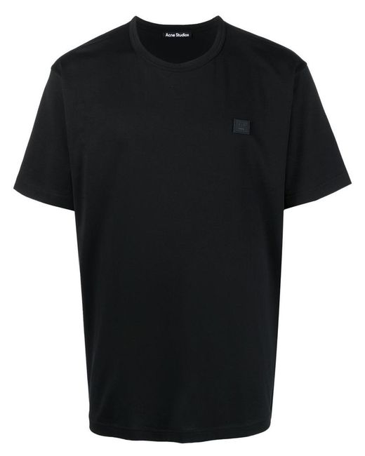 Acne Black Logo Cotton T-shirt