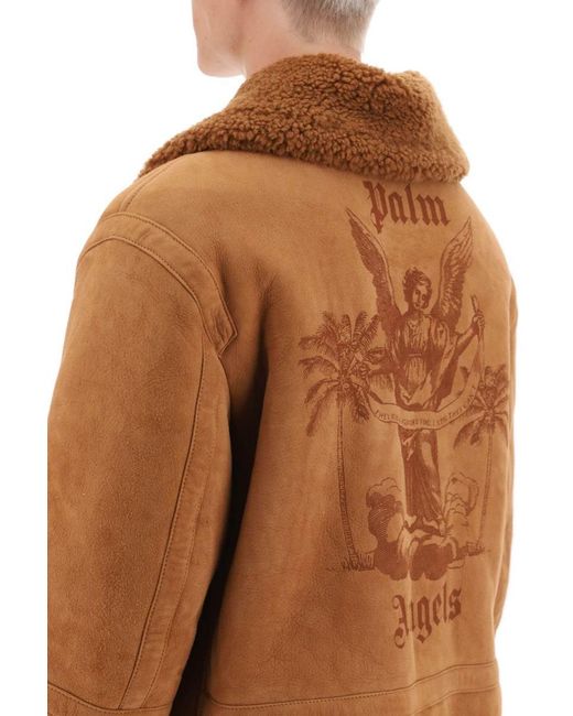 Palm Angels Brown University Shearling Jacket for men