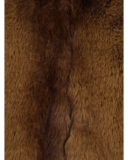 Apparis Brown Sleeveless Coat With Hidden Front Fastening In Faux Fur Woman