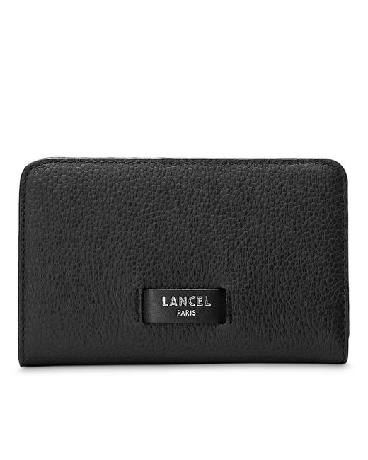 Lancel Black Rect Zipper Compact Accessories