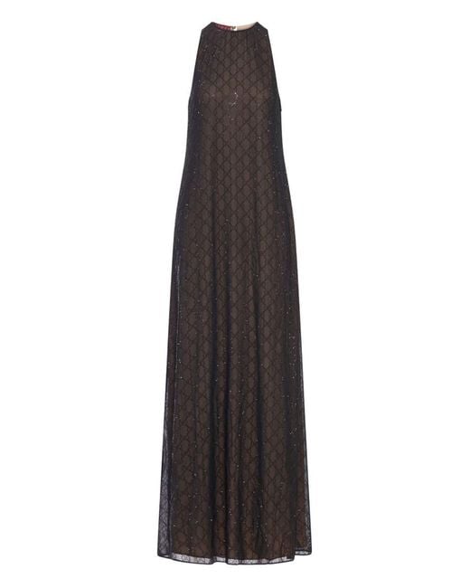 Gucci White Silk Georgette Dress With "Gg" Monogram