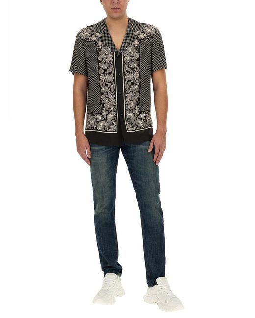 Balmain Black Monogram Paisley Stamoa Shirt for men