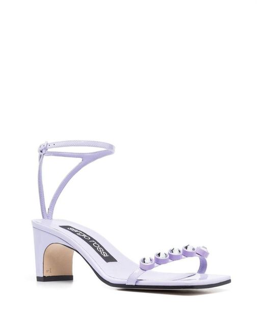 Sergio Rossi White Lilac Leather Sr1 Sandals