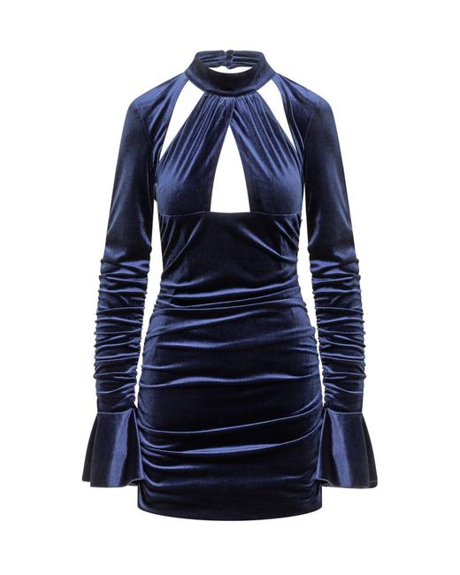 ACTUALEE Blue Velvet Dress