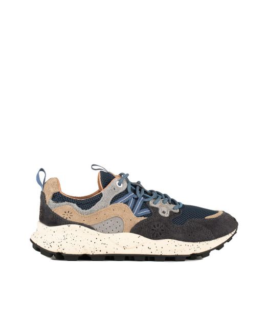 Flower Mountain Yamano 3 Blue And Gray Suede And Technical Fabric Sneakers for men