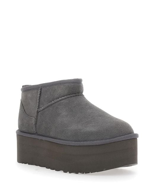 Ugg Gray 'Ultra Mini Classic' Pull-On Boots