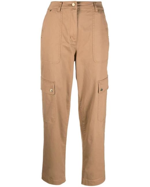 Michael Kors Natural Tapered Organic Cotton Cargo Trousers