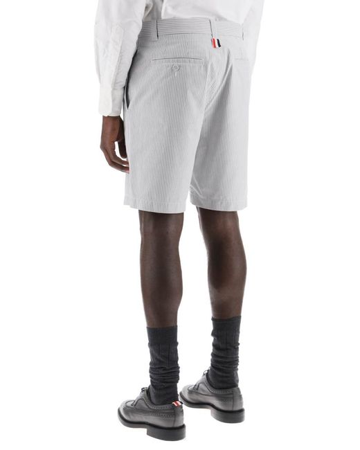Thom Browne Gray Striped Cotton Bermuda Shorts For for men