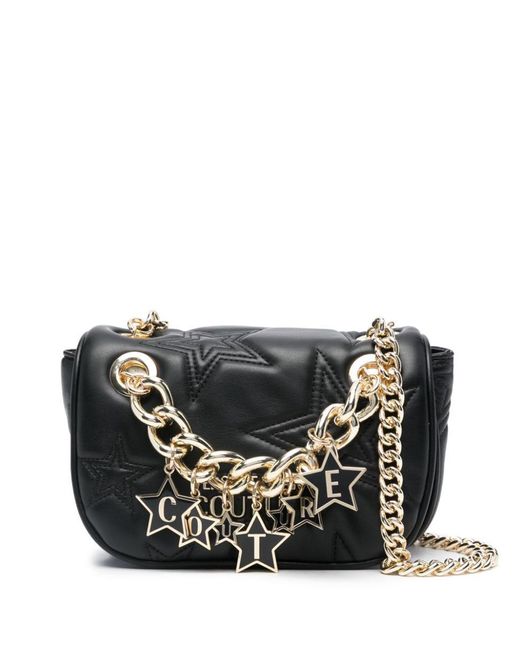 Versace Jeans Black Star-motif Quilted Shoulder Bag
