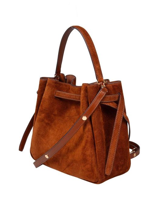 Tory Burch Brown Soft Suede Bucket Bag
